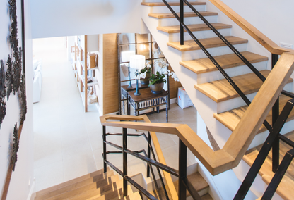 spiral staircase in all white modern building